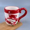 Taza Navideña Creativa Transfronteriza de Atmósfera Navideña Cerámica Chapada en Oro Papá Noel Taza Navideña Artesanía de Cerámica