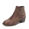 Botas Martin com salto médio vazadas em estoque, novo modelo outono 2026, salto grosso, retrô, plus size, comércio exterior, zíper lateral, botinhas para mulheres