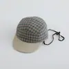 Chapéu Infantil de Aba Reta Xadrez Listrado Tendência Estilo Japonês, Boné de Baseball Colorido da Moda para Bebê, Chapéu de Proteção Solar