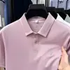 Camisa Polo de Manga Corta Fina de Seda para Hombre, Estilo Ralph Lauren, Camiseta Transpirable de Algodón y Lino con Cuello de Solapa