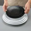 Vajilla de Melamina con Textura de Roca, Plato Creativo Estilo Occidental para Filete y Pasta, Plato Plano Comercial para Barbacoa, Plato de Presentación, Plato para Saltear