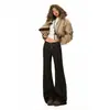 Jeans Negros con Botones de Primavera 2026 para Mujer Cintura Alta Sueltos Pierna Ancha Acampanados Pantalones Largos Modernos