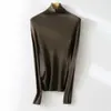 Nuevo Estilo de Principios de Otoño Todo Lana Yangzi OTW Sin Costuras Integrado Tejido Fino Lavable a Máquina Top de Capa Base Pequeño Cuello Alto Ajustado