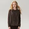 Jaqueta Cardigan Elegante de Luxo Leve ~75% Caxemira 25% Seda Feminina Fio Mesclado Suéter Simples Malha para Camadas