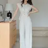Traje de mujer a la moda y versátil estilo old money 2026 nuevo modelo elegante minimalista para ir al trabajo camisa de cuello redondo y pantalones casuales de pierna ancha