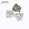 Joias de liga vintage YuenZ pingente de rosa acessórios para colar pulseira DIY 27 * 27mm Q1105