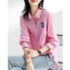 Camisa Rayada para Mujer 2024 Primavera y Otoño Nueva Talla Grande Holgada Estilo Ins Parche de Bolsillo Camisa Top de Mujer Trendy Versátil