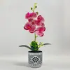 Planta Artificial Phalaenopsis em Vaso 4 Flores Cena Decoração de Casa Fotografia Planta Verde Artificial Flor Artificial Decoração de Sala de Estar Transfronteiriça