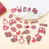 15 Estilos de Serie Roja de San Valentín con Goteo de Aceite Copa Anillos de Diamante Corazón de Amor Colgantes de Aleación Accesorios para Joyería DIY