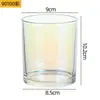 Copo de Vela Transparente Espessado Suporte de Vela DIY com Fundo Curvo Garrafa de Vidro Pote de Vela Copo de Vidro para Aromaterapia Tampa de Bambu