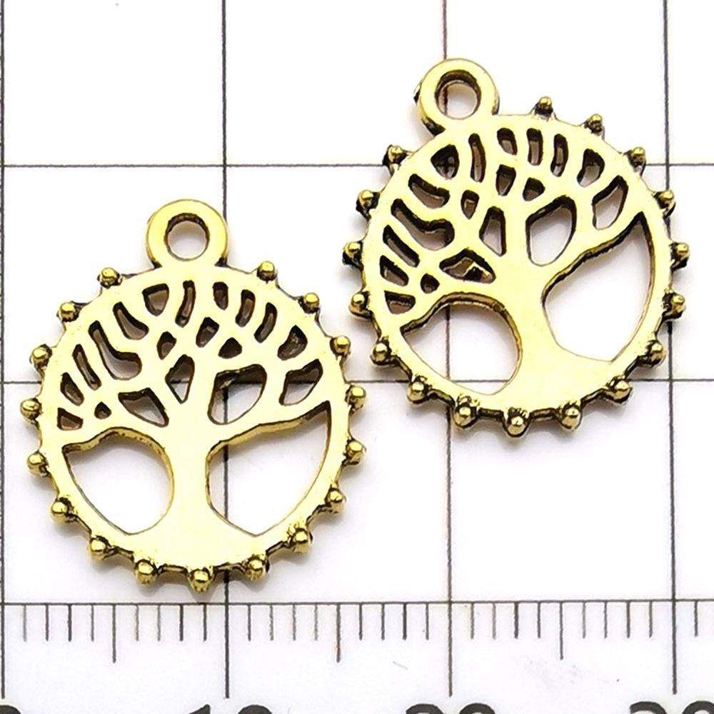 11104-X2-古金锌合圆形金生命树17x15-0.7g.