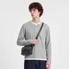 Ropa Masculina APO Top Falso de Dos Piezas Transfronterizo Simple y Versátil con Textura de Doble Cara y Colores Contrastantes, Corte Holgado, Cuello Redondo, Camiseta de Manga Larga para Hombre