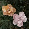 Nuevo adhesivo de tela flor de Navidad 24CM flor artificial guirnalda de árbol de Navidad vid arreglo de flores de terciopelo Decoración navideña