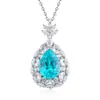Transmisión en vivo súper ventas collar para mujer YAG cultivado en laboratorio gota grande sensación de alta gama colgante de gema color Paraiba