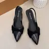 Zapatos de tacón de aguja para mujer, estilo francés elegante de verano, punta fina, estilo 2026, punta cerrada, para socialité, con un elegante diseño sin espalda