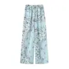 ZA Ropa de Mujer de Comercio Exterior Transfronterizo Europa AliExpress Venta Caliente Moda de Verano Traje Azul Lago Claro Estampado de Flores de Anacardo