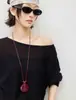 Colgante de Bolsita de la Suerte de Año Nuevo para Viajero de Moda Collar Largo Simple Versátil Cadena de Suéter de Diseño Único de Nicho para Mujer