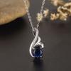 Estilo Coreano Lujo Ligero Oval Cristal Azul Acuático Colgante Mujeres Alas Mori Zafiro Collar para Niñas Joyería al por Mayor