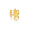 Serie Oceánica Anillo de Estrella de Mar de Acero Inoxidable Chapado en Oro de 18 Quilates Anillo Abierto Joyería Simple y de Alta Gama para Mujer