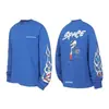 Versión Correcta de 25S Marca de Moda Corazón Cromado Algodón Puro de Doble Hilo de Alta Calidad Camiseta de Manga Larga Estampada para Hombre y Mujer