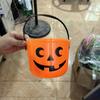 Balde de Abóbora de Halloween Transfronteiriço da Amazon Nova Lanterna de Abóbora Balde de Abóbora Infantil Pote de Doces com Tampa Atacado