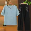 Ropa de Verano para Mujeres de Mediana Edad y Mayores, Atuendo de Abuela, Conjunto de Verano, Camiseta para Mamá, Manga Corta, Nuevo Estilo 2026, Ropa para Señoras Mayores