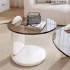 Mesa de Centro Redonda Sala de Estar Hogar Apartamento Pequeño Lujo Ligero Moderno Mesa de Té Simple Creativa Mesa de Centro de Vidrio Templado Combinación de Mesas