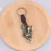 Chaveiro criativo masculino e feminino pequeno presente liga liga animal fofo chaveiro de couro trançado vintage chaveiro