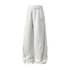 Calça Casual Color Block de Peso Pesado com Costura Visível, Estilo Outono, Corte Reto Solto, Calça Longa Texturizada, Calça de Moletom Esportiva da Moda