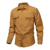 Camisa de Manga Larga para Hombre de Trabajo de Otoño Primavera de Venta Caliente Ropa de Trabajo de Algodón Casual Holgada Camisa Versátil para Exteriores Camisa Lavada para Hombre