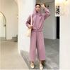 2026 Primavera y Otoño Nueva Moda Casual Elegante Conjunto Versátil Adelgazante Sudadera Holgada y Pantalones Recortados de Pierna Ancha Conjunto de Dos Piezas