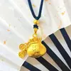 Tienda de Oro Mismo Estilo Collar de Oro Antiguo para Mujer con Colgante de Calabaza, Cadena para Suéter de Brújula de Ocho Tesoros Giratoria, Joyería Chapada en Oro de Cobre