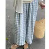 Calça Plaid Larga Nova Estilo Primavera e Outono Fresca para Mulheres, Solta, Emagrecedora, Cintura Alta, Moderna, Simples, Calça de Vovó Petite
