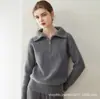 Suéter pullover para mujer de 100% cachemira, con cuello, engrosado, de media cremallera, cómodo, suave, cálido, de manga larga, capa base de punto