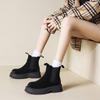 Botas Martin de Suela Gruesa para Mujer, Nuevo Estilo Otoño e Invierno, Botines Chelsea para Mujer con Forro de Felpa, Botas Británicas para Mujer, Botas Versátiles que Aumentan la Altura