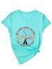 Verano Ebay Estación Independiente Moda Casual en un Desierto Oscuro Camiseta de Manga Corta con Cuello en V para Mujer Exportación