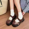 Estilo Coreano Sola Grossa Renda Mary Jane Sapatos Pequenos de Couro Feminino 2026 Nova Temporada de Primavera Com Saias Tira de Fivela Única Bico Baixo Flats