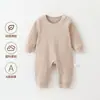 Mameluco de Algodón Tipo a de Manga Larga para Bebés Niños y Niñas, Cuello Redondo, Ropa Casual de Otoño