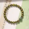 Pulsera de Sándalo Verde Natural para Estudiantes Mujeres, Cuentas Budistas Suaves y Blandas, Pulsera de Meditación de Sándalo de Árbol de Ágar para Hombres