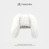 Gorro de peluche con orejas de conejo para mujer, bonito y bonito gorro de invierno grueso, cálido y resistente al frío, con protección para los oídos personalizada de celebridades de Internet y puntera.