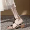 Sandalias Romanas para Mujer 2026, Estilo Retro, Tacón Medio Grueso, Punta Abierta, Moño, Dorado Brillante con Pedrería, Impresionantes Tacones Altos