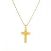 Collar con cruz microincrustada de circonita transfronterizo, accesorio de acero inoxidable chapado en oro, sensación de lujo ligero y alta gama, elegante cadena para la clavícula para mujer