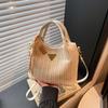 Bolso de Mano de Color en Contraste a la Moda para Mujer 2025 Nuevo Bolso Casual de Hombro Cruzado Bolso de Cubo de Paja de Alta Gama