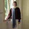 Bufanda de Lana Mezclada con Degradado Teñido Colgante Estilo Diseñador para Mujer, Ambiente Invernal, Suave y Suave, Estilo Coreano