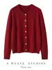 Suéter 100% cachemira pura para mujer, cuello redondo, diseño de punto trenzado, otoño/invierno, retro, estilo casual, cárdigan de punto colorido