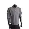 Nova camiseta retrô masculina de outono com manga longa e padrão de ondas, top casual moderno para atividades ao ar livre