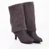 Uma geração de botas de veludo fosco para primavera e outono botas de comércio exterior botas de cano alto botas de salto grosso S476