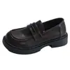 Mocasines de suela gruesa estilo universitario para mujer, 2026 piel marrón con hebilla, punta poco profunda, modernos y cómodos, estilo retro versátil