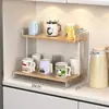 Estante de acrílico para tazas, estante de doble capa de lujo ligero para escritorio para vasos de agua y tazas de té, portavasos para aparador