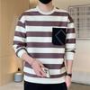 Camiseta de manga larga a rayas al por mayor de fábrica, suéter nuevo de primavera y otoño para hombre, camisa de fondo, ropa de cuello redondo de marca de moda pesada